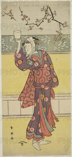 The Actor Segawa Tomisaburo II in an Unidentified Role, c. 1793, Katsukawa Shun’ei, Japanese, 1762-1819, Japan, Color woodblock print, hosoban, from a multisheet composition (?), 33 x 14.8 cm (13 x 5 13/16 in.)