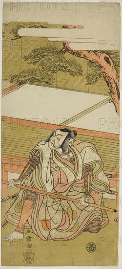 The Actor Ichikawa Ebizo III as Akushichibyoe Kagekiyo (?) in the Play Wada Sakamori Eiga Kagami (?), Performed at the Nakamura Theater (?) in the Third Month, 1773 (?), c. 1773, Katsukawa Shunsho ?? ??, Japanese, 1726-1792, Japan, Color woodblock print, hosoban, 33 x 14.7 cm (13 x 5 13/16 in.)