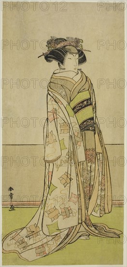 The Actor Segawa Kikunojo III in an Unidentified Role, c. 1780, Katsukawa Shunsho ?? ??, Japanese, 1726-1792, Japan, Color woodblock print, hosoban, 29.4 x 13.8 cm (11 9/16 x 5 7/16 in.)