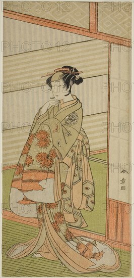 The Actor Nakamura Noshio I in an Unidentified Role, c. 1772, Katsukawa Shunsho ?? ??, Japanese, 1726-1792, Japan, Color woodblock print, hosoban, 29.5 x 13.8 cm (11 5/8 x 5 7/16 in.)