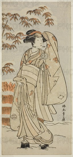 The Actor Segawa Kikunojo III in an Unidentified Role, c. 1775, Katsukawa Shunsho ?? ??, Japanese, 1726-1792, Japan, Color woodblock print, hosoban, 31.2 x 14.2 cm (12 5/16 x 5 9/16 in.)