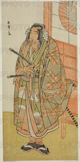 The Actor Onoe Matsusuke I in an Unidentified Role, c. 1782, Katsukawa Shunsho ?? ??, Japanese, 1726-1792, Japan, Color woodblock print, hosoban, 31 x 14.8 cm (12 3/16 x 5 13/16 in.)