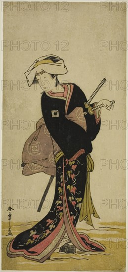 The Actor Ichikawa Danzo IV as Tonase in the Play Kanadehon Chushingura, Performed at the Morita Theater in the Third Month, 1781, c. 1781, Katsukawa Shunsho ?? ??, Japanese, 1726-1792, Japan, Color woodblock print, hosoban, 31.9 x 14.5 cm (12 9/16 x 5 11/16 in.)