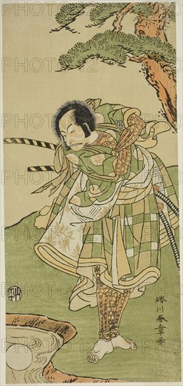 The Actor Ichikawa Danjuro V in an Unidentified Role, c. 1772, Katsukawa Shunsho ?? ??, Japanese, 1726-1792, Japan, Color woodblock print, hosoban, 30.6 x 14.1 cm (12 1/16 x 5 9/16 in.)