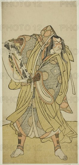 The Actor Ichikawa Danjuro V as Kazusa no Akushichibyoe Kagekiyo in the Play Edo no Hana Mimasu Soga, Performed at the Nakamura Theater in the Third Month, 1783, c. 1783, Katsukawa Shunjo, Japanese, died 1787, Japan, Color woodblock print, hosoban, 30.5 x 14.2 cm (12 x 5 9/16 in.)