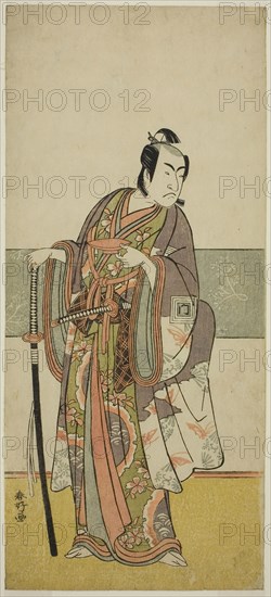 The Actor Ichikawa Monnosuke II in an Unidentified Role, c. 1778, Katsukawa Shunko I, Japanese, 1743-1812, Japan, Color woodblock print, hosoban, from a multisheet composition (?), 32.2 x 14.4 cm (12 11/16 x 5 11/16 in.)