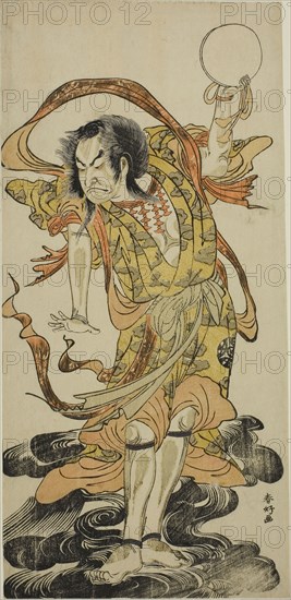 The Actor Nakamura Nakazo I as Toyose Saburozaemon Kageaki in the Play Hono Nitta Daimyojin, Performed at the Morita Theater in the Seventh Month, 1777, c. 1777, Katsukawa Shunko I, Japanese, 1743-1812, Japan, Color woodblock print, hosoban, 31.1 x 14.7 cm (12 1/4 x 5 13/16 in.)