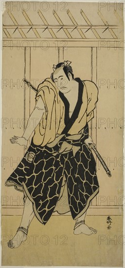 The Actor Sawamura Sojuro III as Soga no Dozaburo (?), c. 1789, Katsukawa Shunko I, Japanese, 1743-1812, Japan, Color woodblock print, hosoban, from a multisheet composition (?), 31.9 x 14.7 cm (12 9/16 x 5 13/16 in.)