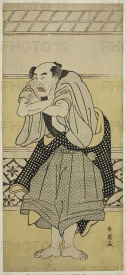 The Actor Asao Tamejuro I as Drunken Gotobei in the Play Yoshitsune Koshigoe Jo, Performed at the Ichimura Theater in the Ninth Month, 1790, c. 1790, Katsukawa Shun’ei, Japanese, 1762-1819, Japan, Color woodblock print, hosoban, 32.5 x 14.8 cm (12 13/16 x 5 13/16 in.)