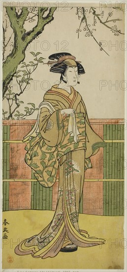 The Actor Sawamura Tamagashira in an Unidentified Role, c. 1790, Katsukawa Shun’ei, Japanese, 1762-1819, Japan, Color woodblock print, hosoban, 31.2 x 14.5 cm (12 5/16 x 5 11/16 in.)