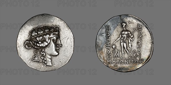Tetradrachm (Coin) Depicting the God Dionysos, mid–2nd century BC, Greek, minted in Maroneia, Thrace, Greece, Silver, Diam. 3.4 cm, 16.60 g