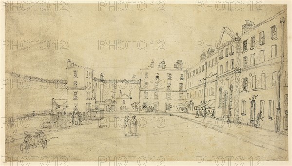 Study for King’s Bench Prison, from Microcosm of London, c. 1808, Augustus Charles Pugin (English, born France, 1762-1832), Thomas Rowlandson (English, 1756-1827), England, Graphite on cream wove paper, 165 × 295 mm