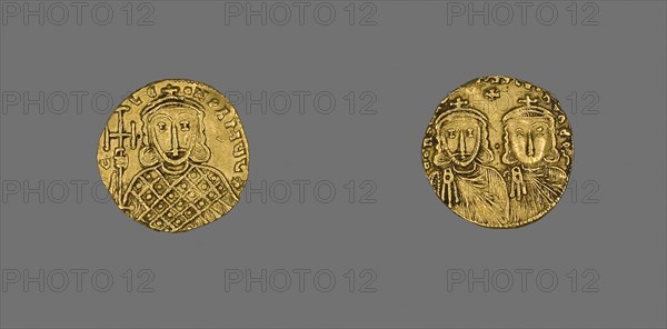 Solidus (Coin) of Constantine V and Leo IV, AD 751/775 (r. AD 741–775), Byzantine, minted in Constantinople, Byzantine Empire, Gold, Diam. 1.9 cm, 3.74 g