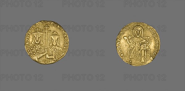 Solidus (Coin) of Basil I with Christ Enthroned, AD 868–870, Byzantine, minted in Constantinople, Byzantine Empire, Gold, Diam. 2 cm, 4.37 g