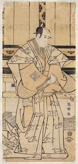 The Actor Ichikawa Yaozo lll as Soga no Juro Sukenari (Sandai-me Ichikawa Yaozo no Soga no Juro Sukenari), 1795, (Kansei 7), Toshusai Sharaku ??? ??, Japanese, active 1794-95, Japan, Color woodblock print, hosoban, nishiki-e, 30.7 x 14.0 cm