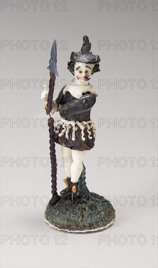 Soldier, 1700/50, Nevers, France, Glass, lampwork (verre de Nevers), metal armature, H. 7.3 cm (2 7/8 in.)