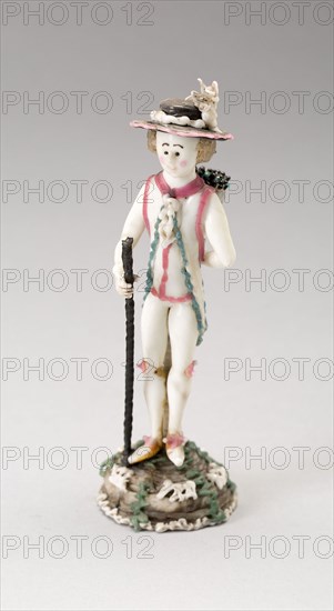 Man with Staff, 1750/99, Nevers, France, Glass, lampwork (verre de Nevers), metal armature, H. 10.5 cm (4 1/8 in.)