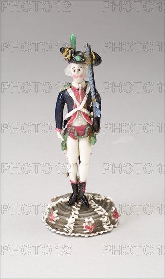 Soldier, 18th century, Nevers, France, Glass, lampwork (verre de Nevers), metal armature, H. 11.6 cm (4 9/16 in.)