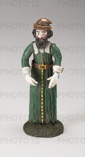 Man in Green Robe, 18th century, Nevers, France, Glass, lampwork (verre de Nevers), metal armature, H. 8.6 cm (3 3/8 in.)