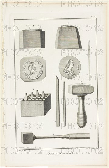 Medal Engraving, from Encyclopédie, 1762/77, A. J. Defehrt (French, active 18th century), after André-Jean-Baptiste Boucher d’Argis (French, 1750-1794), published by André le Breton (French, 1708-1779), Michel-Antoine David (French, c. 1707-1769), Laurent Durand (French, 1712-1763), and Antoine-Claude Briasson (French, 1700-1775), France, Engraving on cream laid paper, 315 × 200 mm (image), 355 × 225 mm (plate), 390 × 255 mm (sheet)