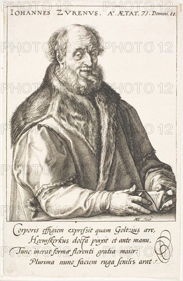 Zuren, Jan van (1517-1591) publisher, burgomaster of Haarlem, 1590, Hendrick Goltzius, Dutch, 1558-1617, Netherlands, Engraving and etching in black on ivory laid paper, 129 x 101 mm (image), 165 x 107 mm (plate/sheet)