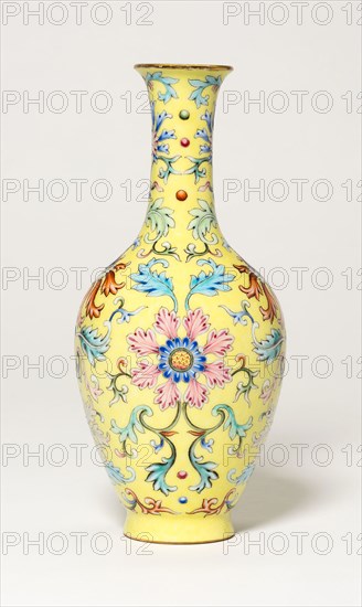 Vase with Floral Scrolls, Qing dynasty (1644–1911), Qianlong reign mark and period (1736–1795), China, Porcelain painted in overglaze famille rose enamels, H. 15.1 cm (5 15/16 in.), diam. 6.8 cm (2 11/16 in.)