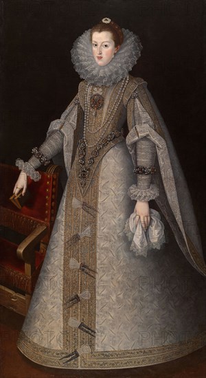 Queen Margaret of Spain, c. 1610, Andrés López Polanco, Spanish, c. 1570-1641, Spain, Oil on canvas, 210.6 × 109.3 cm (82 7/8 × 43 in.)