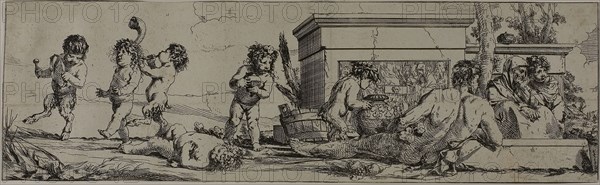 Bacchanal, 1633/78, Giulio Carpioni, Italian, 1613-1678, Italy, Etching on ivory laid paper, 123 x 406 mm