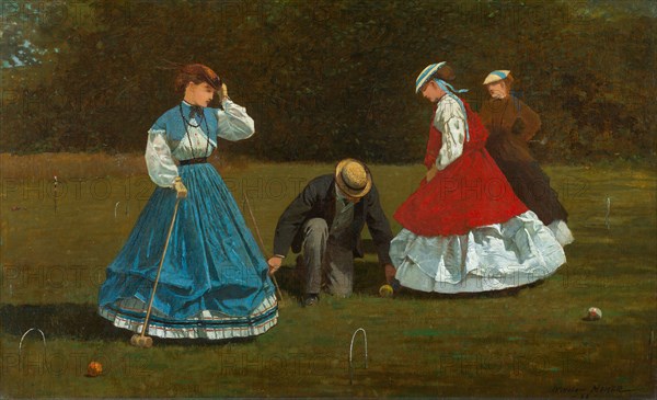 Croquet Scene, 1866, Winslow Homer, American, 1836–1910, United States, Oil on canvas, 40.3 × 66.2 cm (15 7/8 × 26 1/16 in.)