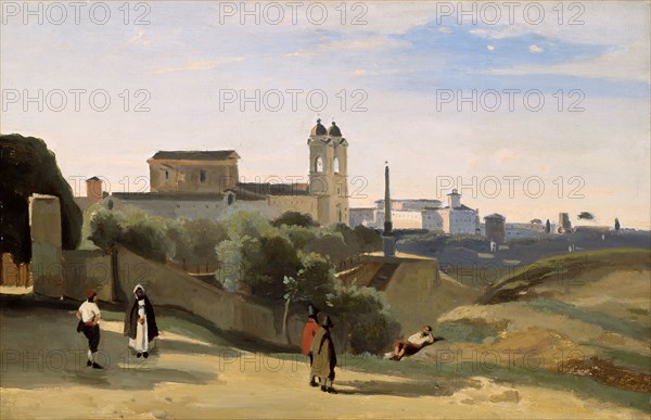 Monte Pincio, Rome, 1840/50, Jean-Baptiste-Camille Corot, French, 1796-1875, France, Oil on canvas, 10 5/8 × 16 in. (27 × 40.6 cm)