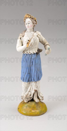 Female Figure, 18th century, Nevers, France, Glass, lampwork (verre de Nevers), metal armature, H. 13 cm (5 1/8 in.)