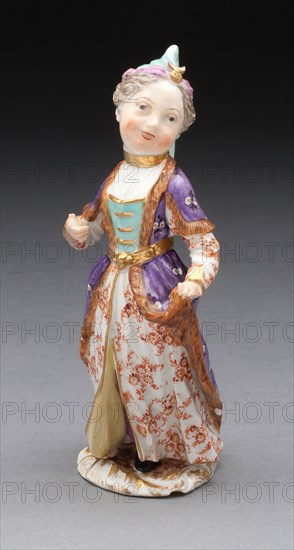 Turkish Girl, c. 1770, Germany, Hessen-Kassel (Landgraviate), Hesse-Kassel (Landgraviate) (historic region), Hard-paste porcelain, polychrome enamels, and gilding, H. 13.3 cm ( 5 1/4 in.)