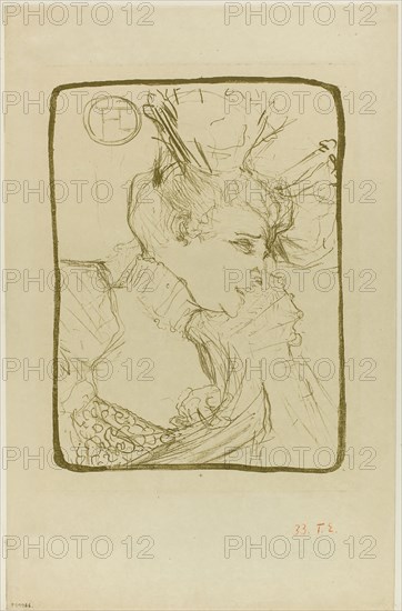 Bust of Mademoiselle Marcelle Lender, 1895, Henri de Toulouse-Lautrec, French, 1864-1901, France, Color lithograph on cream wove paper, 327 × 248 mm (image), 501 × 325 mm (sheet)