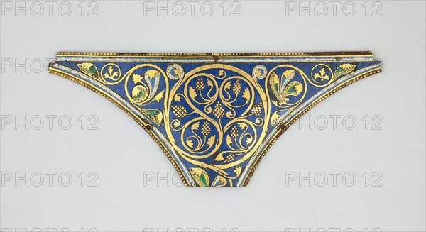 Spandrel for a Reliquary Shrine, 1170/1180, German, Cologne, Cologne, Gilt copper, champlevé enamel, 7.8 × 19.2 cm (3 1/16 × 7 9/16 in.)