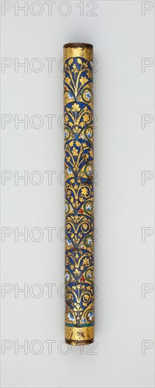 Shaft of a Column, 1175/1200, German, Rhineland, Rhineland, Gilt bronze, champlevé enamel, H: 18.3 cm (7 3/16 in.), Diameter: 1.9 cm (3/4 in.)