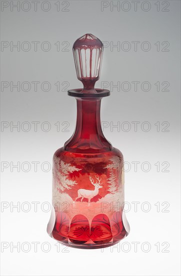 Decanter, c. 1840/50, Bohemia, Czech Republic, Bohemia, Glass with red flashing, H. 25.4 cm (10 in.)