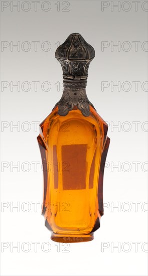 Scent Bottle, c. 1840/50, Bohemia, Czech Republic, Bohemia, Glass, cut and colored with metal mounts, 11.4 × 3.3 × 2.4 cm (4 1/2 × 1 5/16 × 15/16 in.)