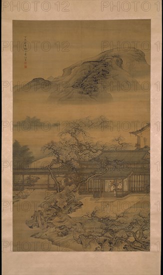 Spring Arriving in the Han Palace, Qing dynasty (1644–1911), 1717, Yuan Jiang, Chinese, active c. 1690–1724, China, Hanging scroll, ink and slight color on silk, 65 × 39 in. (165 × 99 cm).