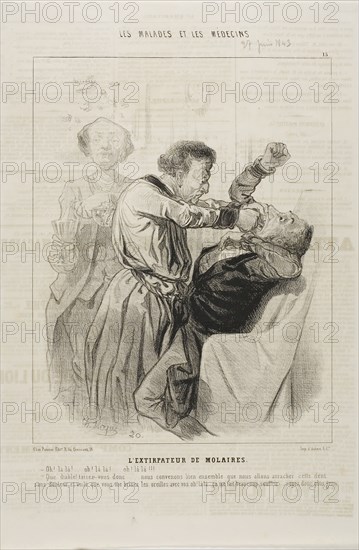 The Tooth Puller (plate 15), 1843, Charles Émile Jacque, French, 1813-1894, France, Lithograph in black on ivory wove paper, 250 × 194 mm (image), 352 × 235 mm (sheet)