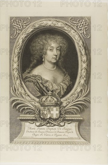 Marie Jeanne Baptiste de Savoye, 1678, Robert Nanteuil, French, 1623-1678, France, Engraving on paper, 394 × 252 mm (plate), 488 × 325 mm (sheet)