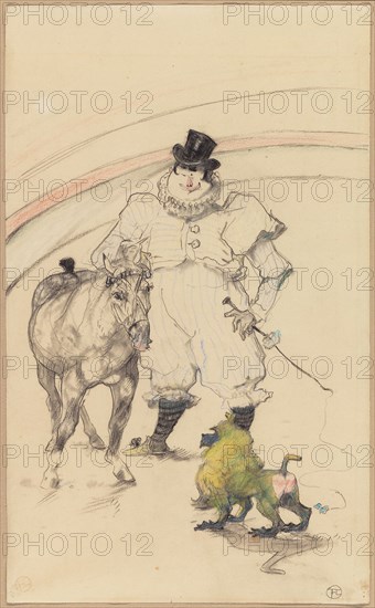 At the Circus: Trained Pony and Baboon, 1899, Henri de Toulouse-Lautrec, French, 1864-1901, France, Pastel and graphite on cream wove paper, 439 × 267 mm