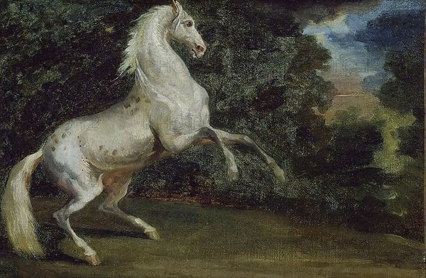 Prancing Horse, 1808/12, Jean Louis André Théodore Géricault,  follower of, French, 1791-1824, France, Oil on canvas, 10 3/8 × 15 1/2 in. (26.4 × 39.5 cm)