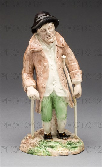 Man as Old Age, c. 1790, Possibly Ralph Wood, English, 1715-1772, and Enoch Wood, English, 1759-1840, Burslem, Lead-glazed earthenware (pearlware), H. 22.2 cm (8 3/4 in.)