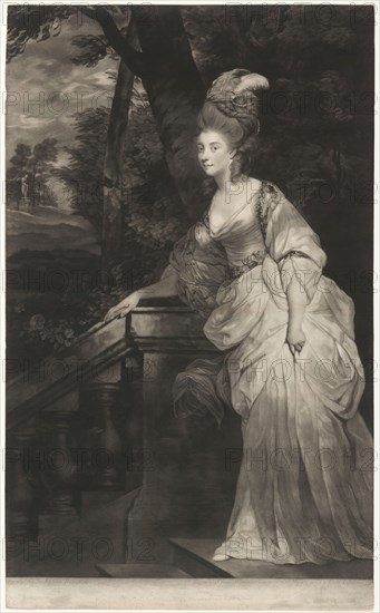 Georgiana, Duchess of Devonshire, 1780, Valentine Green (English, 1739-1813), after Sir Joshua Reynolds (English, 1723-1792), England, Mezzotint on paper, 600 × 385 mm (image), 633 × 385 mm (sheet)