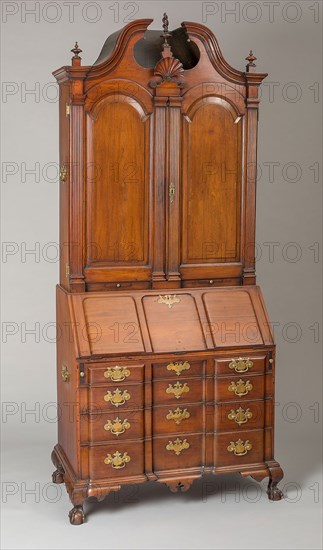 Desk and Bookcase, 1760/70, American, 18th century, Salem, Massachusetts, Salem, Mahogany and white pine, 257.7 × 115.6 × 64.7 cm (101 1/2 × 48 1/2 × 25 1/2 in.) (base)