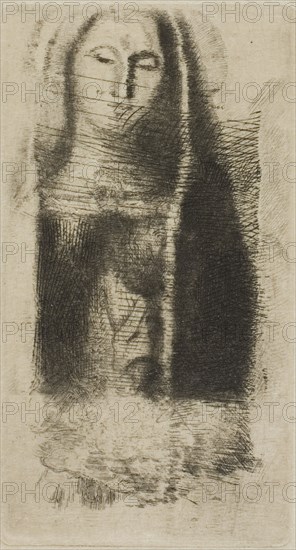 Princess Maleine (The Little Madonna), 1892, Odilon Redon, French, 1840-1916, France, Etching and drypoint on ivory Japanese paper, 120 × 66 mm (plate), 290 × 178 mm (sheet, appro×.)