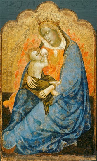 Madonna of Humility, 1375/1400, Bolognese, Italian, Italy, Tempera on panel, Panel: 98.9 x 59.4 cm (39 x 23 3/8 in.), Painted surface: 97.7 x 57 cm (38 1/2 x 22 1/2 in.)