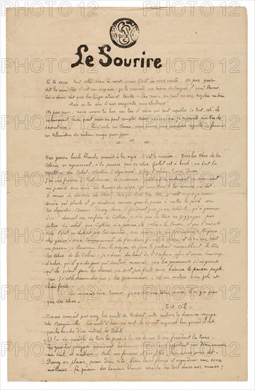 Le sourire: Journal sérieux, Nov. 1899, 1899, Paul Gauguin, French, 1848-1903, France, Mimeograph in brownish-black ink, with wood-block prints in black ink on cream wove paper, 397 × 513 mm (full sheet), 397 × 256 mm (folded sheet), 32 mm (diameter of printed monogram), 24 × 94 mm (title block), 105 × 187 mm (headpiece), Untitled, 1868, Georgina Cowper, attributed, English, mid 19th century, England, Albumen prints (2) and ink, graphite and watercolor on paper, 8.2 × 5.5 cm (upper image/paper), 9.2 × 11.4 cm (lower image/paper), 29.2 × 23.3 cm (album page), Untitled, 1868, Georgina Cowper, attributed, English, mid 19th century, England, Ink and watercolor on paper, 29.1 × 23.2 cm (album page), Untitled, 1855/68, Georgina Cowper, attributed, English, mid 19th century, England, Watercolor and graphite on paper, 29.1 × 23.2 cm (album page), Untitled, 1868, Georgina Cowper, attributed, English, mid 19th century, England, Albumen print and ink on paper, 16.2 × 20.8 cm (image/paper), 29.1 ×...