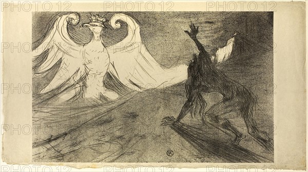 Au Pied du Sinaï, Rejected Cover, 1897, published 1898, Henri de Toulouse-Lautrec, French, 1864-1901, France, Lithograph on thick gray-tan Japan wove paper, 261 × 418 mm (image), 291 × 526 mm (sheet)