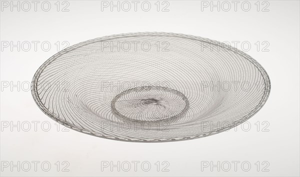 Dish, 1575/1600, Italian, Venice, Venice, Colorless glass with spiral white glass canes, 3.8 × 24.8 cm (1 1/2 × 9 3/4 in.)